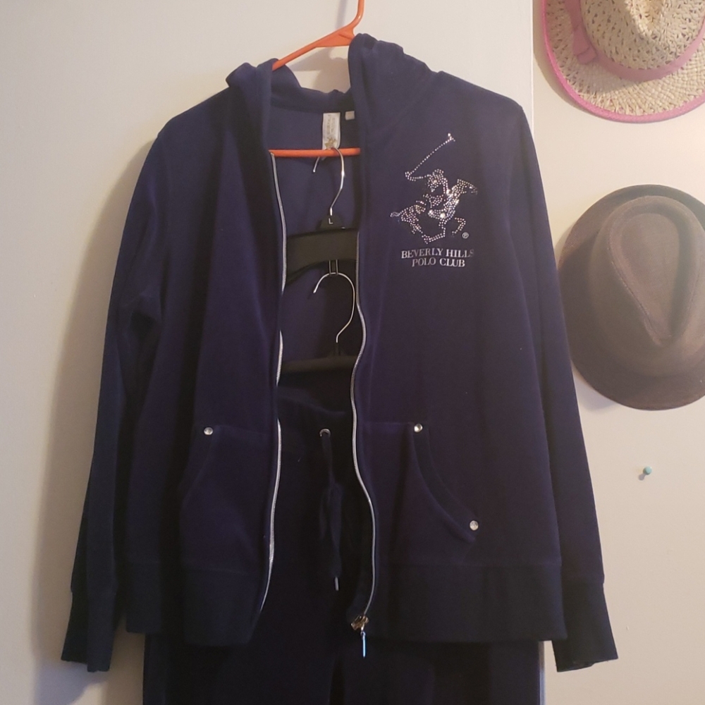 Navy blue velour jogging suit